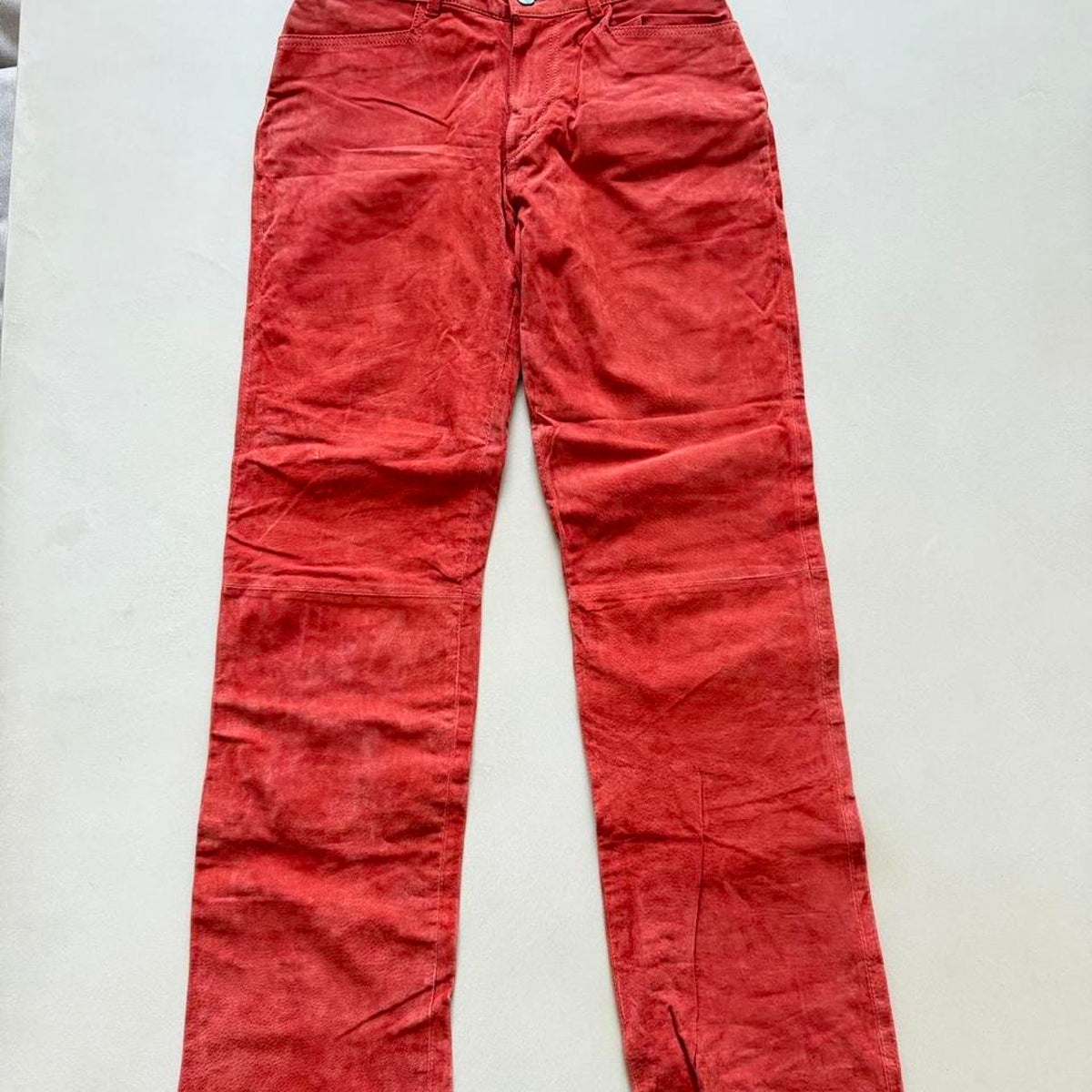 Vintage Deadstock Jou Jou Skins Red Suede Pants, Mid Rise, NWT, 30 Waist - photo 2