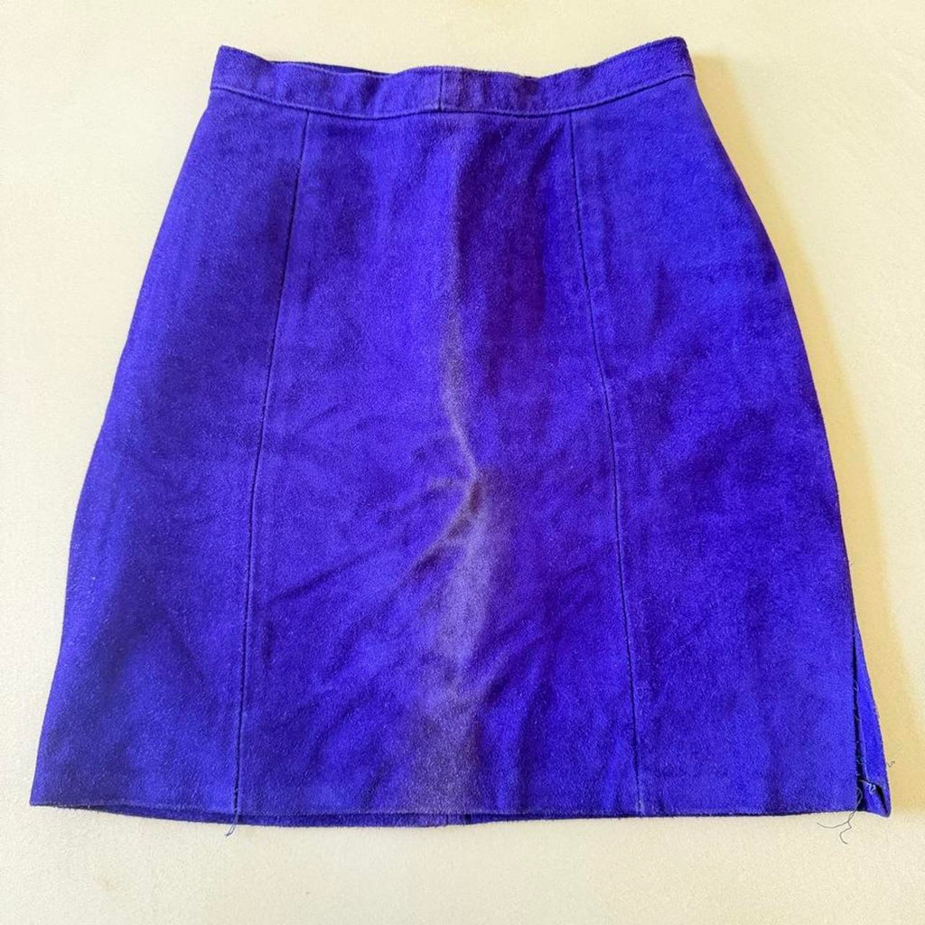 Vintage Purple Genuine Suede High Waisted Mini Skirt - photo 2