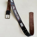 Vintage Y2K La Martina Embroidered Leather Polo Belt with Argentina Flag, 35 in
