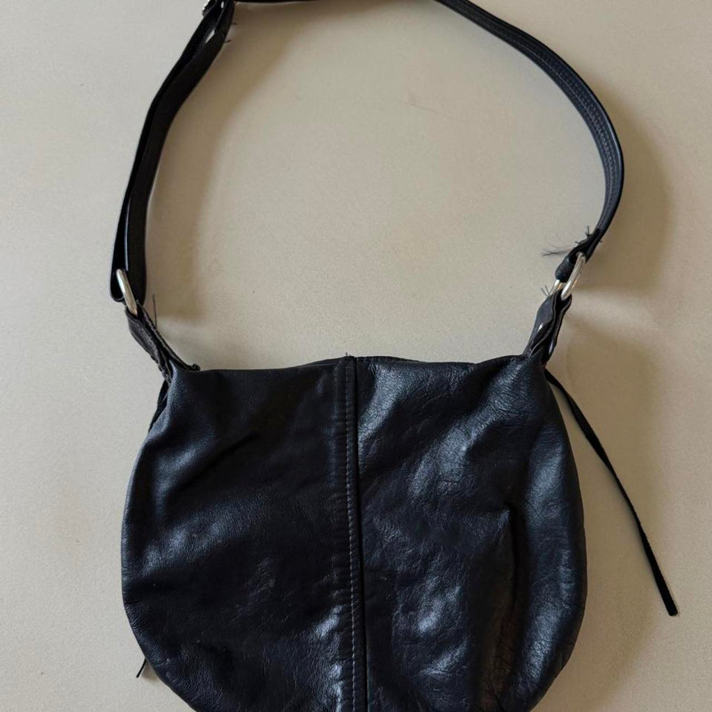 Vintage Black Leather Fringe Crossbody Purse with Conchos, Western Bag, Made in USA - photo 4