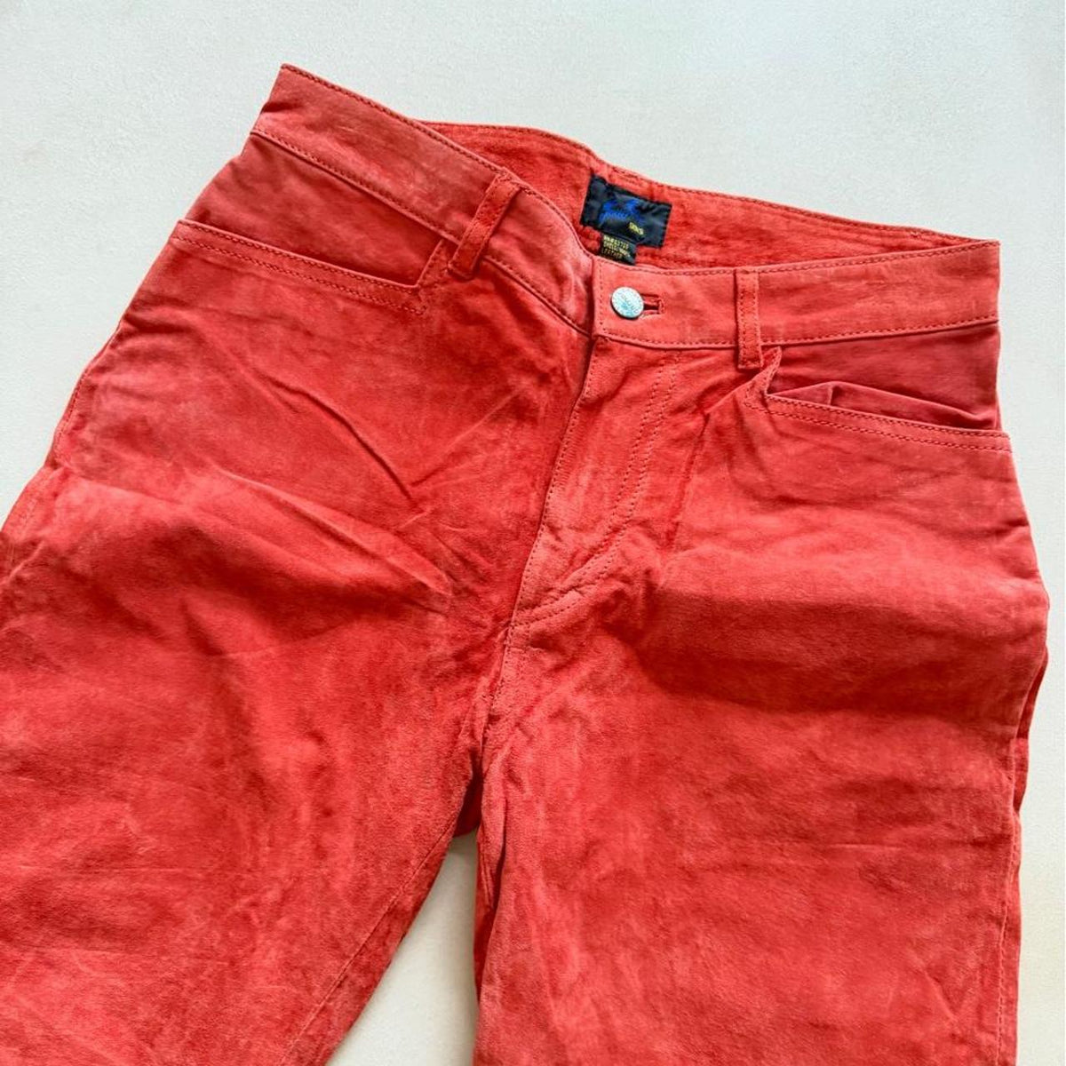 Vintage Deadstock Jou Jou Skins Red Suede Pants, Mid Rise, NWT, 30 Waist - photo 4