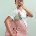 Y2K Via Repubblica pastel pink genuine leather hobo shoulder bag with silver hardware