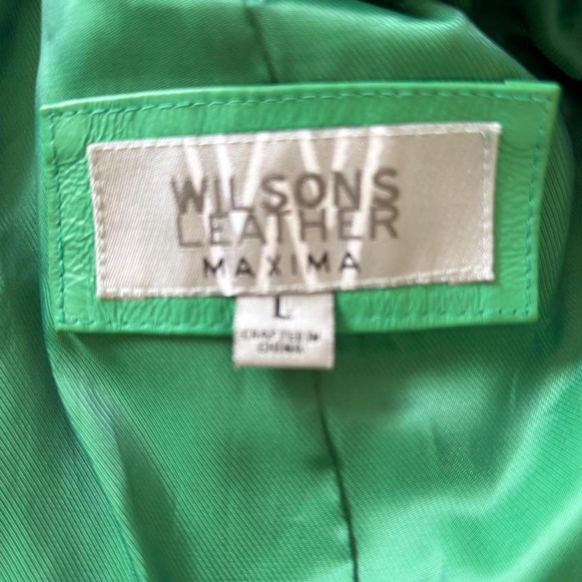Vintage Wilsons Leather Green Dyed Genuine Fur Jacket, Size L - photo 3