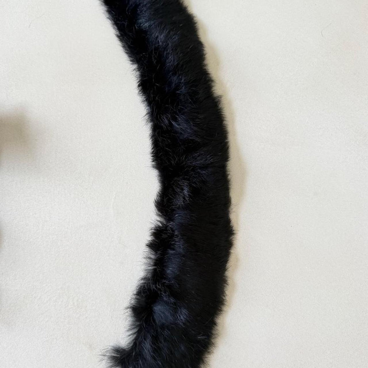 Vintage 90s Black Cinched Waist Sweater with Removable Rabbit Fur Collar, Size M