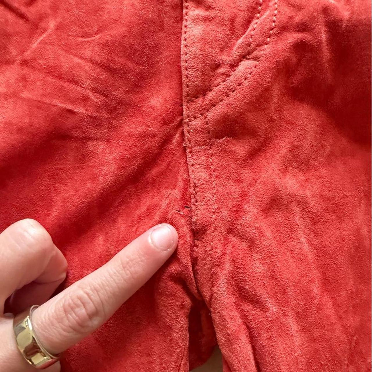Vintage Deadstock Jou Jou Skins Red Suede Pants, Mid Rise, NWT, 30 Waist - photo 3