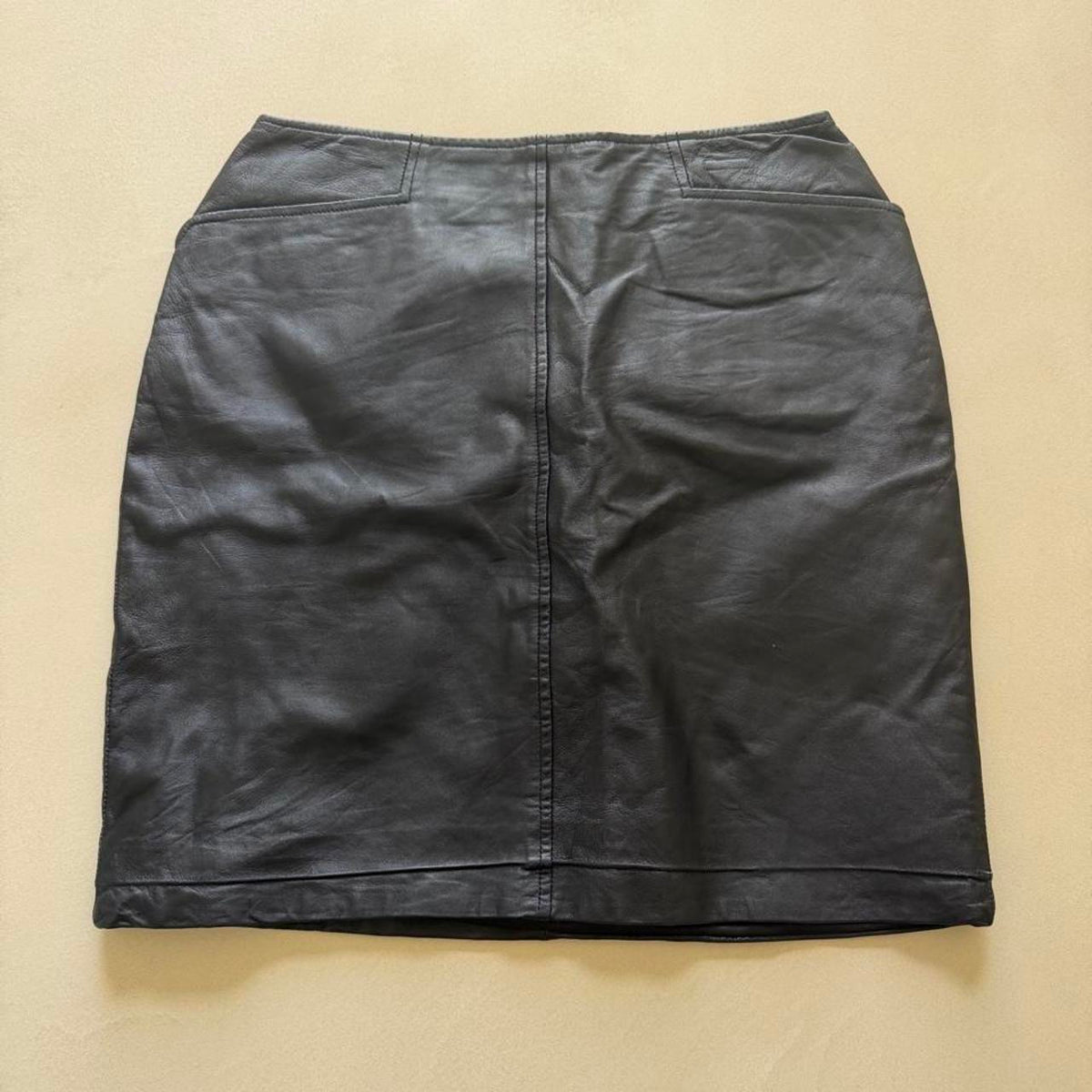 Vintage Bagatelle Black Genuine Leather Mini Skirt, Size 8 - photo 1