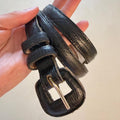 Vintage Black Croc Embossed Leather Belt with Silver Details, Made in USA, 32 in