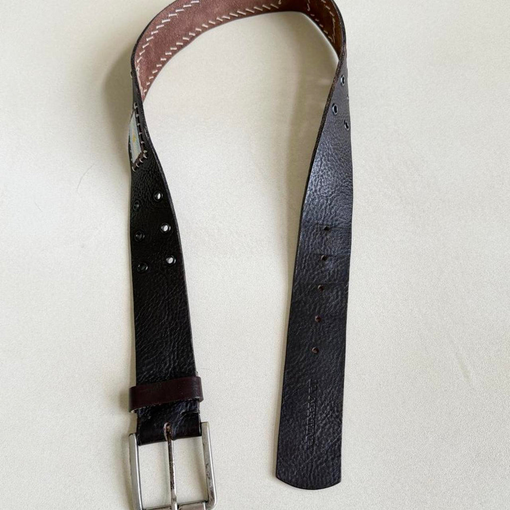 Vintage Y2K La Martina Embroidered Leather Polo Belt with Argentina Flag, 35 in - photo 4
