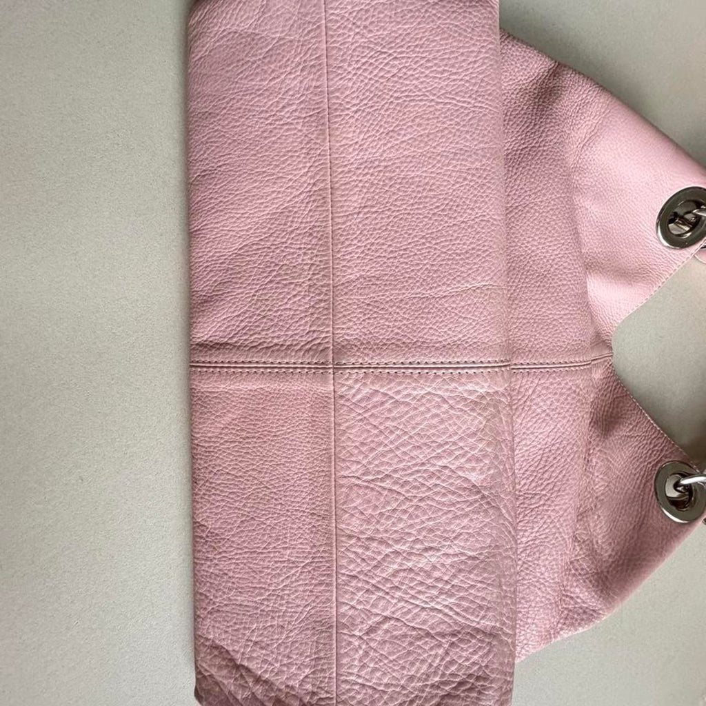Y2K Via Repubblica pastel pink genuine leather hobo shoulder bag with silver hardware - photo 5