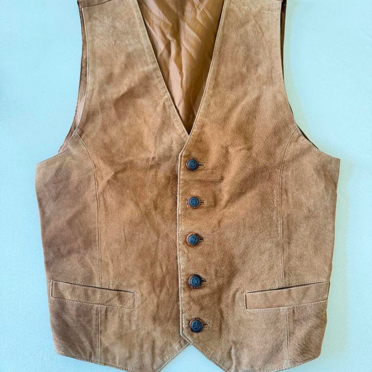 Vintage Camel Genuine Suede Leather Vest, Men's M / Women's XL - photo 1