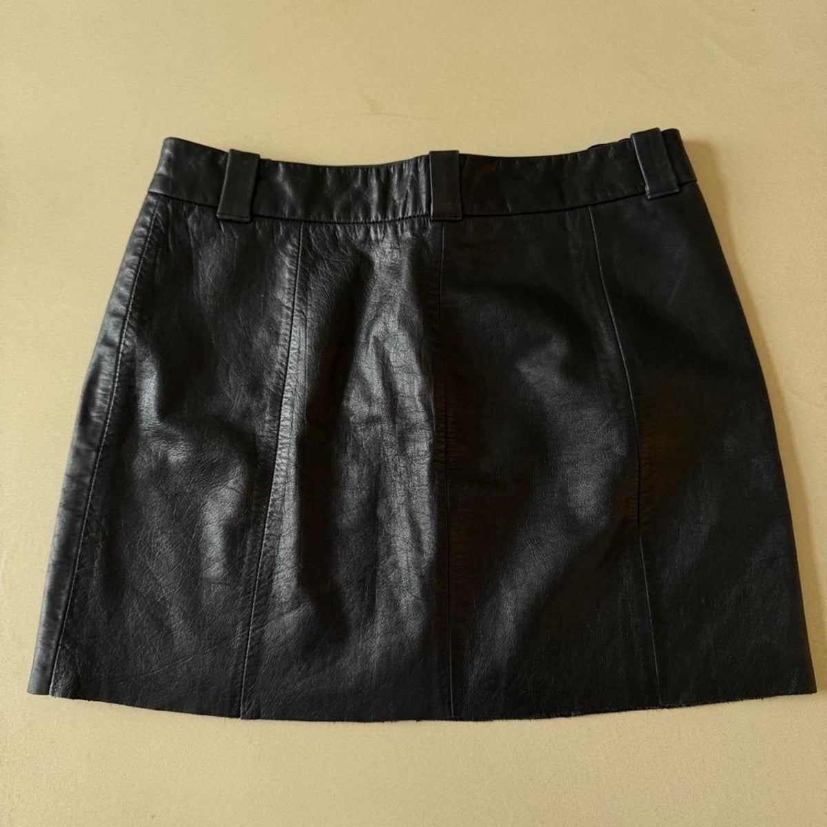 Vintage 90s Y2K Express World Brand Black Leather Mini Skirt, Size Small 4 - photo 2